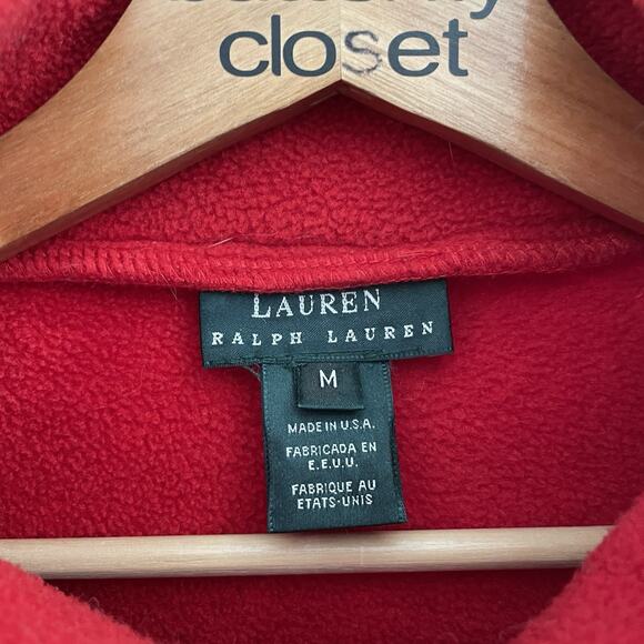 Vintage Polo Ralph Lauren 1/4-zip fleece Long sweatshirt in red Size M - Picture 2 of 4